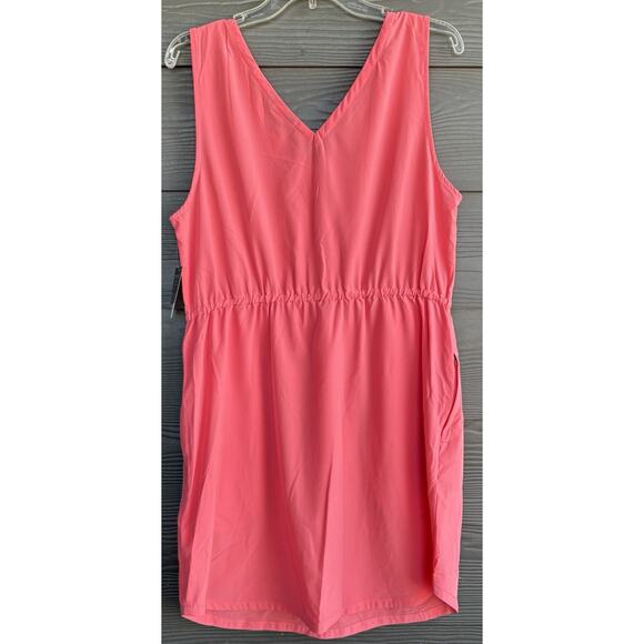 Eddie Bauer Coral V-Neck Tank Dress Size Large Zippered Pockets Size Large - Picture 2 of 4